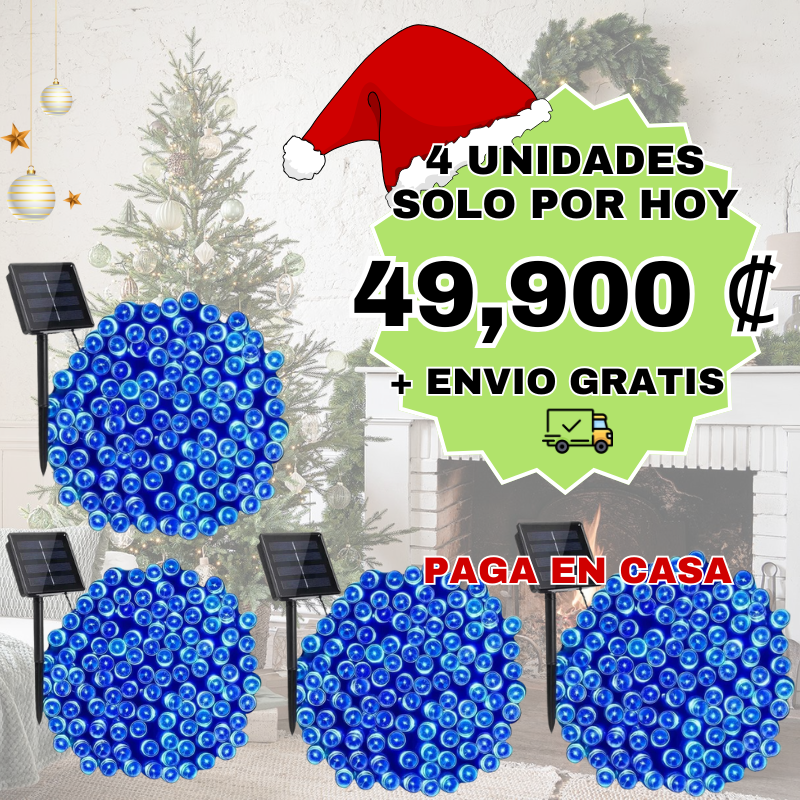 Luces Led con Panel solar Azules 22 Metros