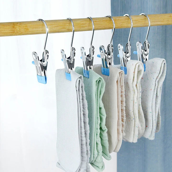 Pinzas de Acero Inoxidable con Gancho para Ropa