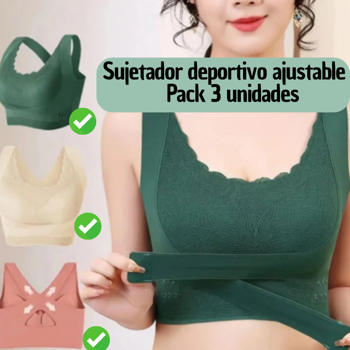 Sujetador deportivo ajustable (Pack de 3 unidades)