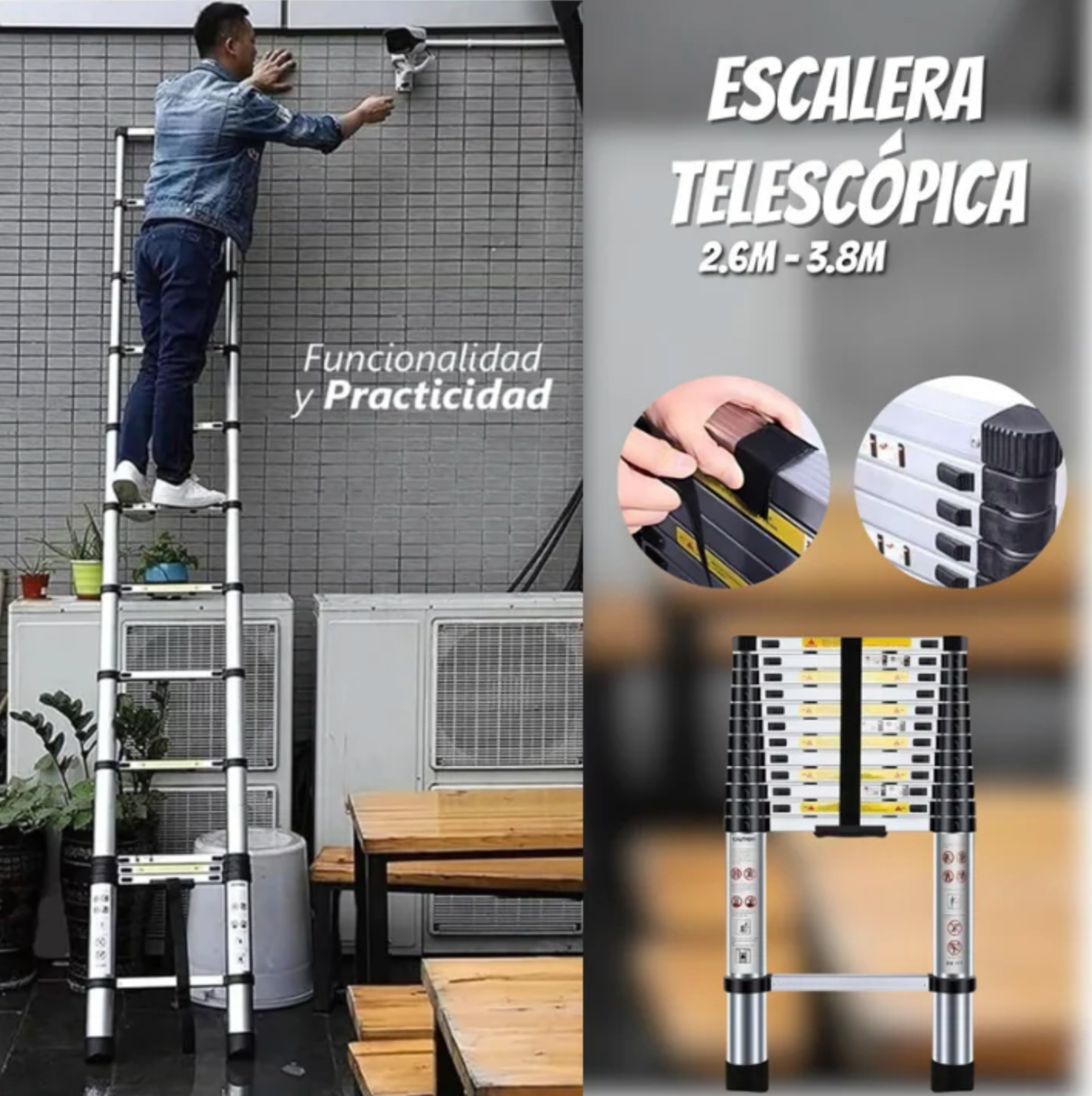 Escalera Telescópica Extensible (3.8 metros)