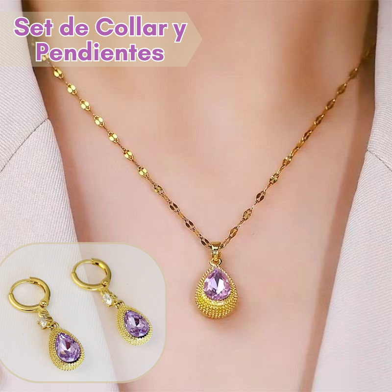 Set Collar y Pendientes de Lujo Amatista Durian
