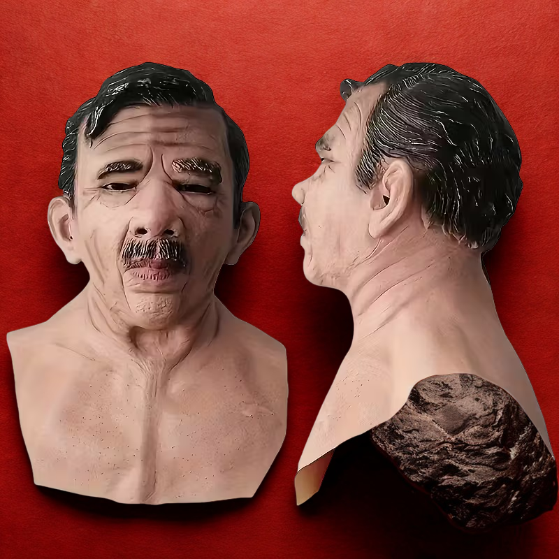 Máscara Realista de Anciano con Cabello