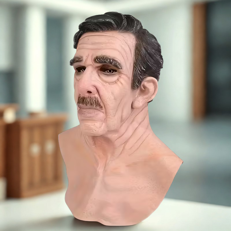 Máscara Realista de Anciano con Cabello