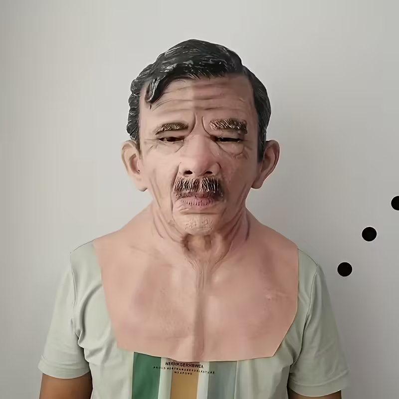 Máscara Realista de Anciano con Cabello